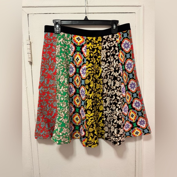 ALICE AND OLIVIA Bunnie Patchwork Stripe Mini Skirt In Multi Size XL - Picture 4 of 6